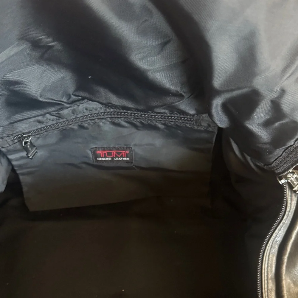 Tumi Black Leather Duffel Bag with Monogrammed JHM
